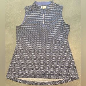 Like New Greg Norman Blue Patterned Women's Golf Top
